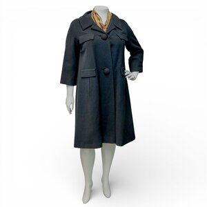 Vintage 1950s Black Swing Coat * XL